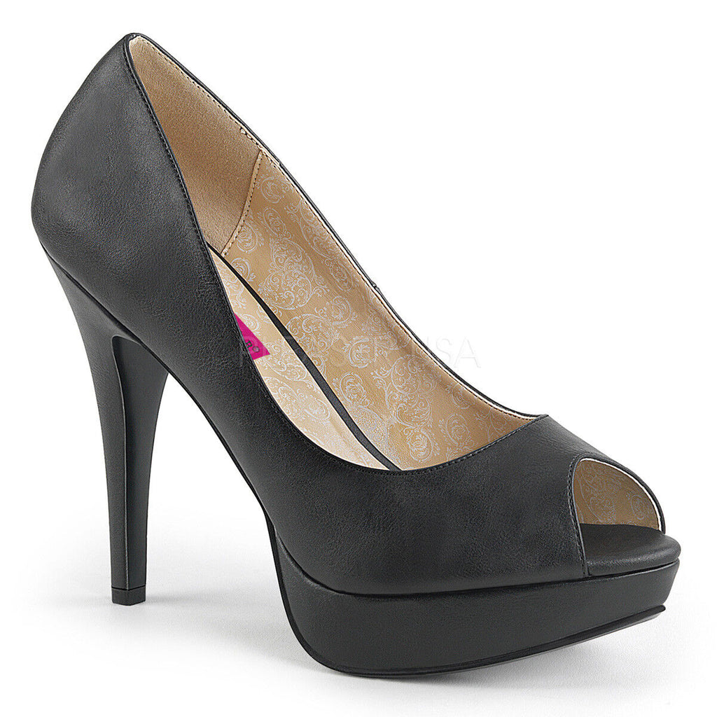 High heel stiletto platform 5 1/3" peep toe shoes pink label pleaser Chloe 01