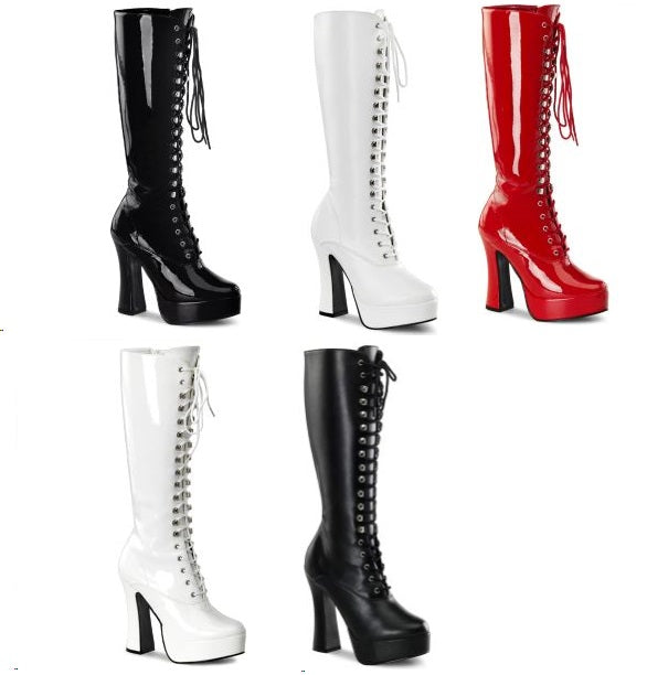 High heel 6" platform knee boots lace up pleaser electra 2020