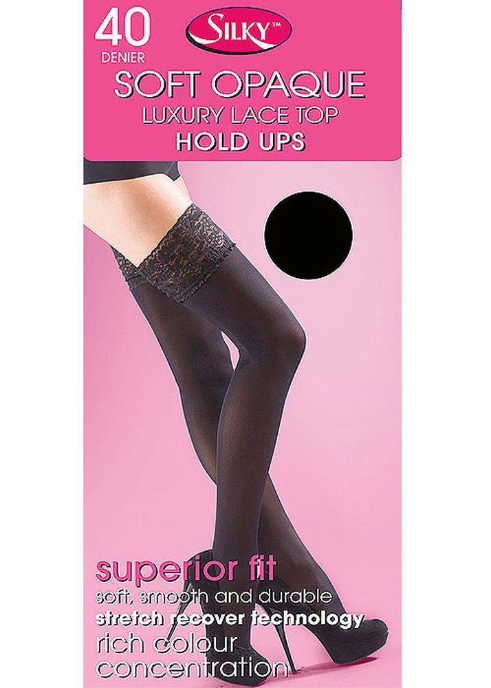 Black soft opaque 40 denier thick hold ups stockings from Silky new in packet