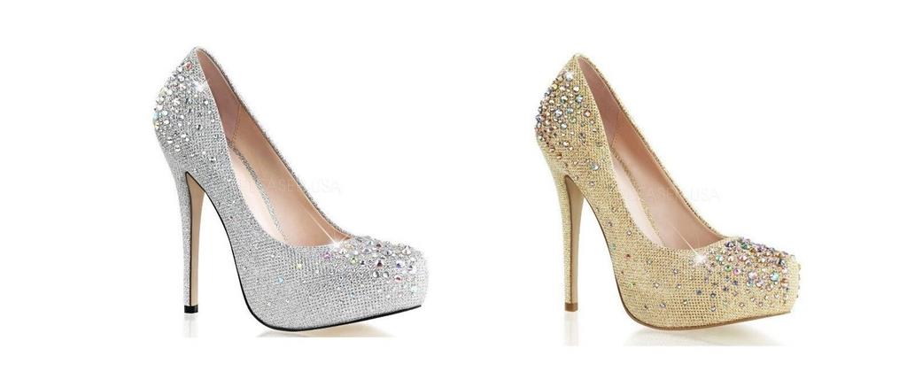 High heel stiletto platform glitter & rhinestone shoes Pleaser Destiny 06r