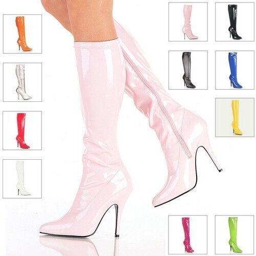 High heel stiletto 5" knee boots patent or matt Pleaser Seduce 2000 sizes 4-13