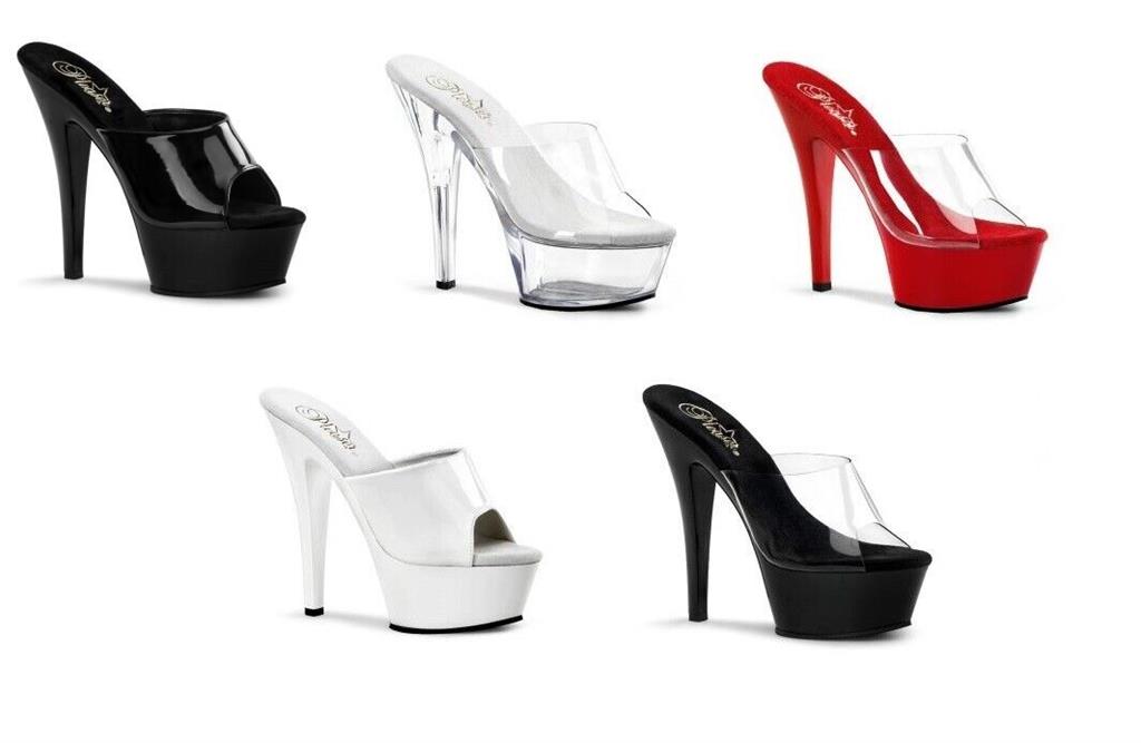 High heel stiletto peeptoe platform 6" sandals slip on shoes Pleaser Kiss 201