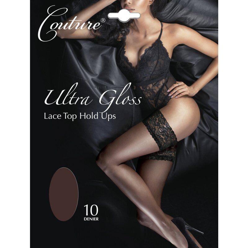 New ultra gloss 10 denier lace top hold ups stay ups stockings from Couture