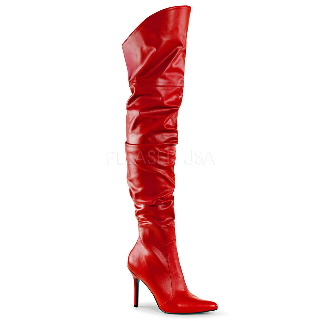 Stiletto heel thigh high boots 4" scrunch pointed toe Pleaser Classique 3011