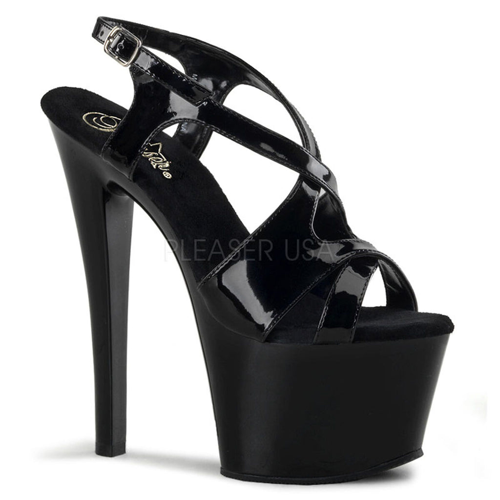 High heel stiletto peeptoe 7 inch strappy fetish Pleaser Sky 330 sizes 3-11