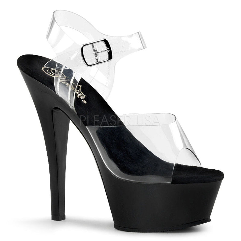 High heel platform sandals clear strap shoes dancer Pleaser Kiss 208