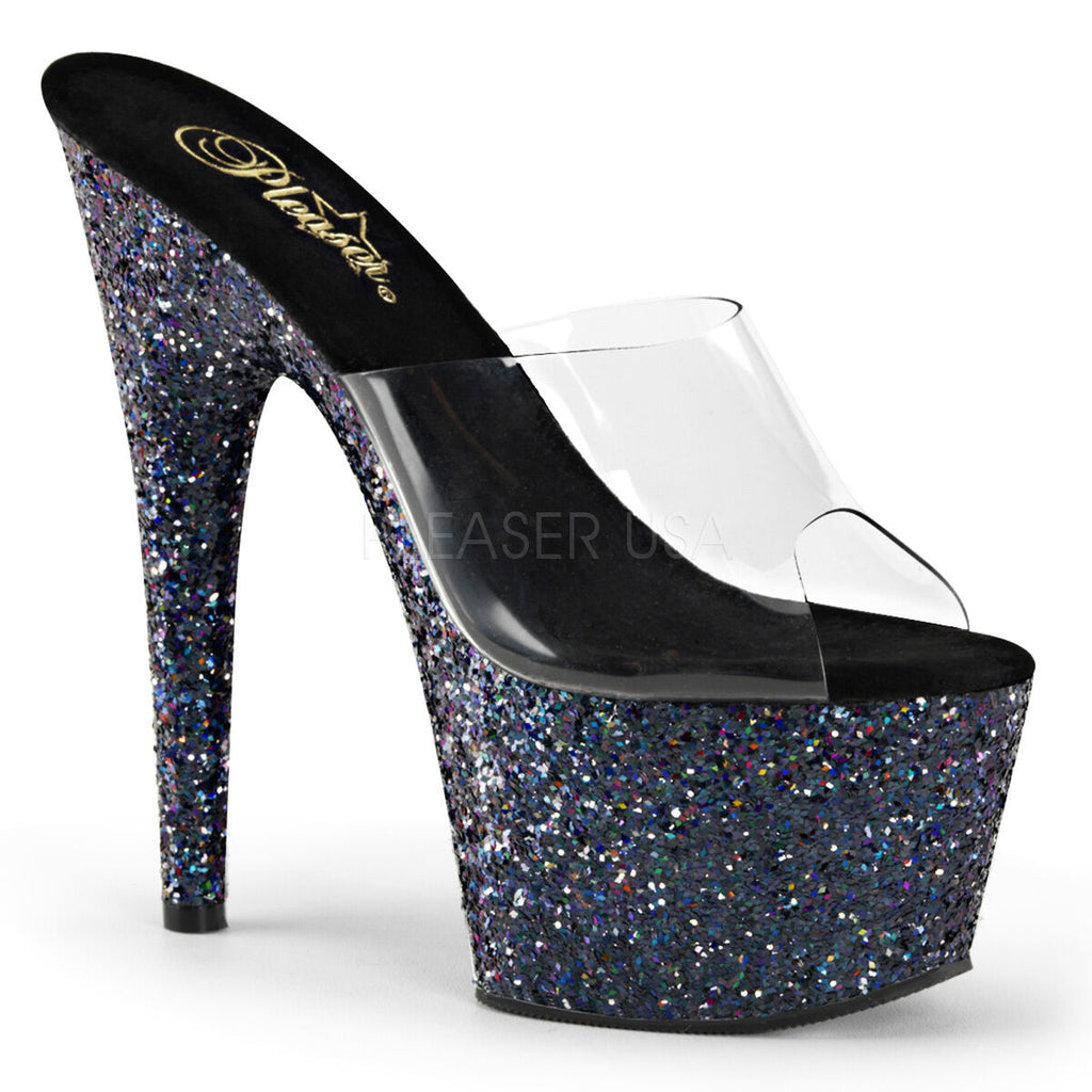 High heel stiletto platform 7" glitter dancer shoes slip on Pleaser Adore 701lg