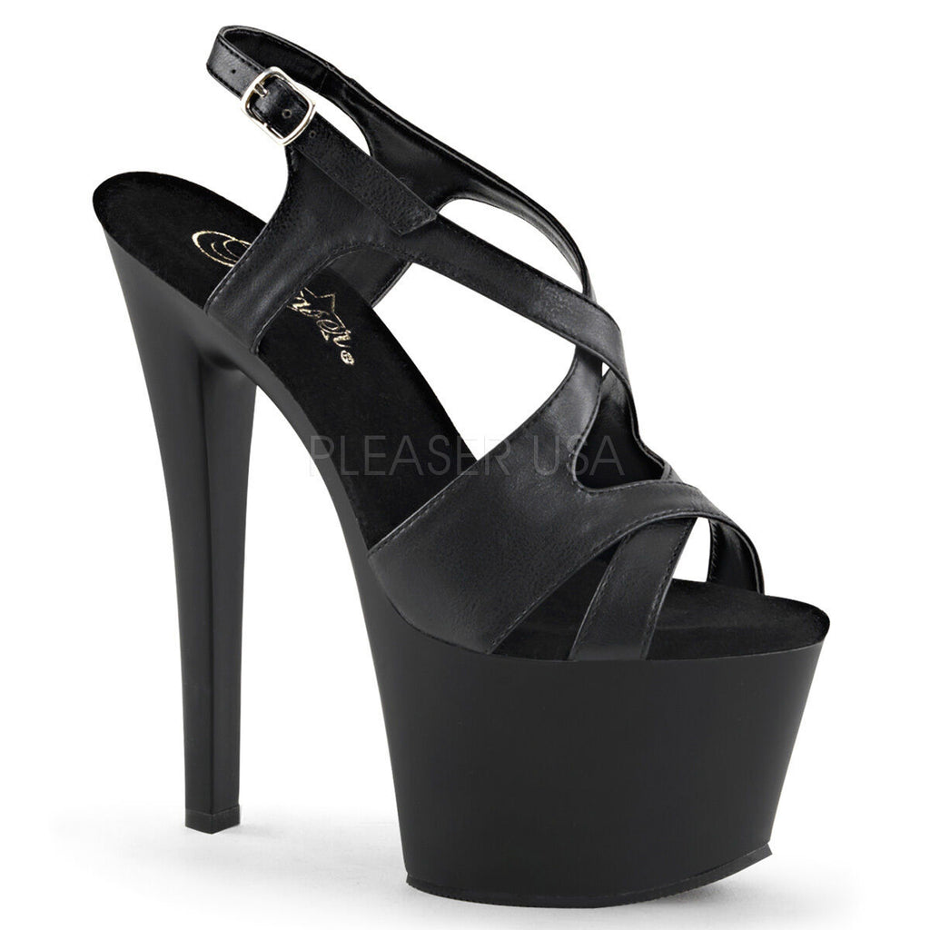 High heel stiletto peeptoe 7 inch strappy fetish Pleaser Sky 330 sizes 3-11