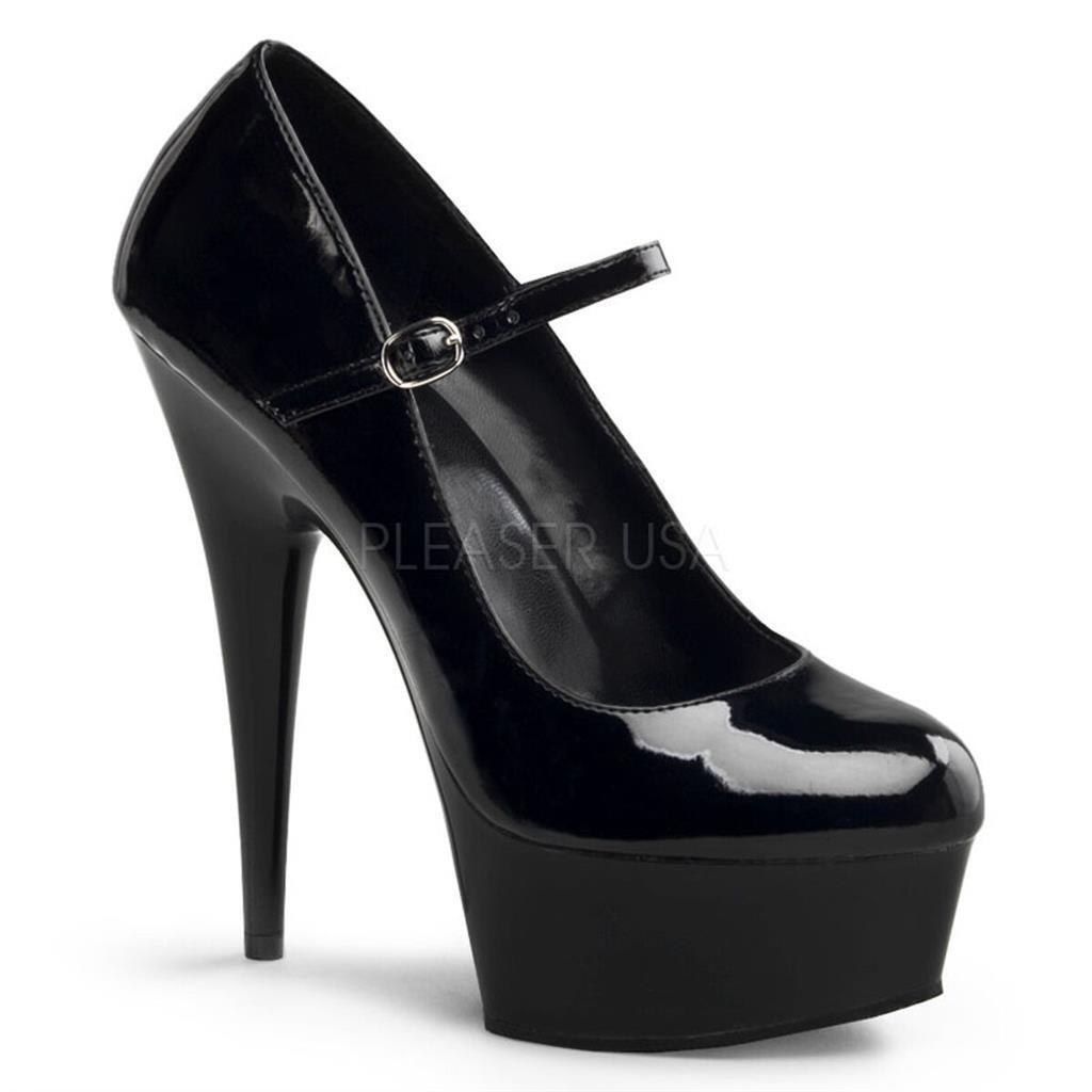 Stiletto high heel platform 6" mary jane strap shoes Pleaser Delight 687