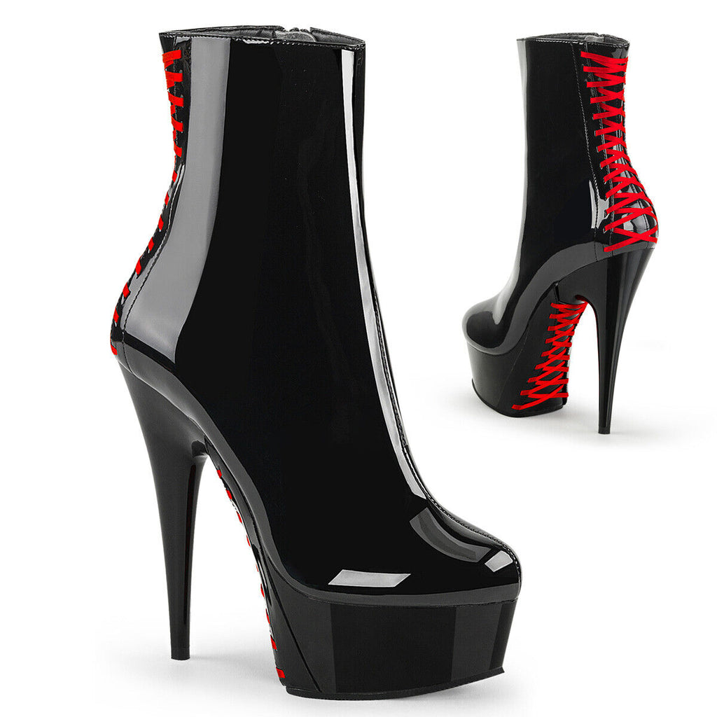 Stiletto high heel platform 6" ankle boot corset style Pleaser Delight 1010