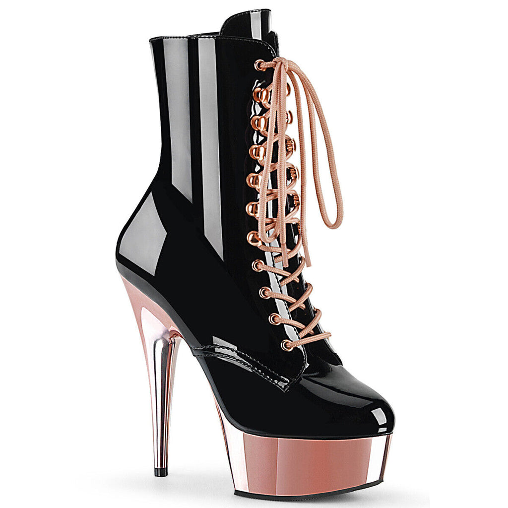 High heel stiletto platform 6" lace up ankle boots Pleaser Delight 1020