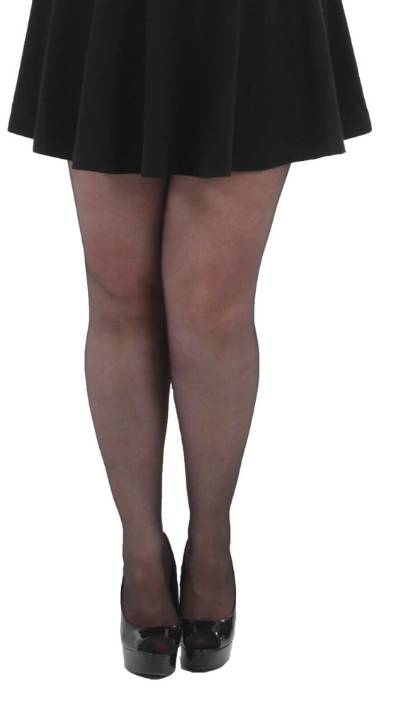 Crotchless open crotch curvy tights Pamela Mann entice 20 denier sheer plus size
