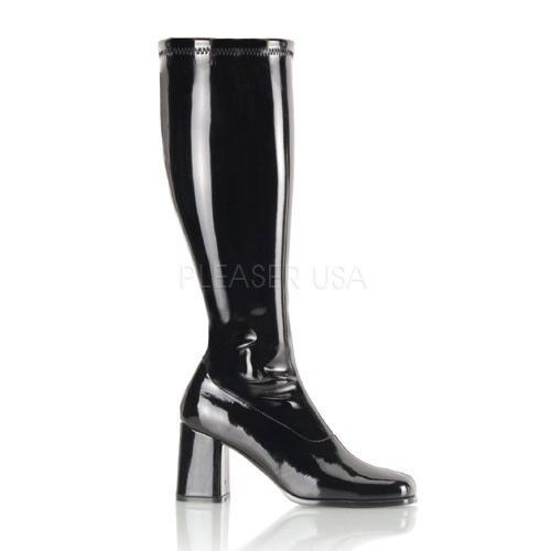 Knee boots low block heel patent or matt Pleaser retro Gogo 300