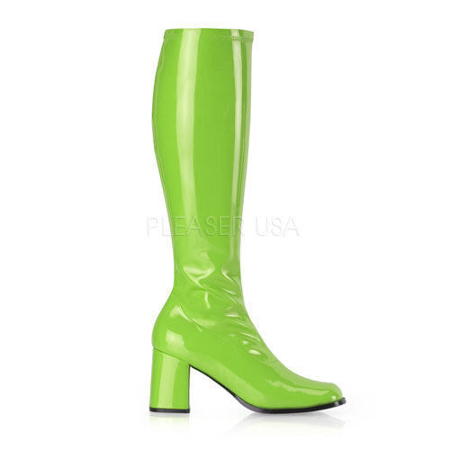 Knee boots low block heel patent or matt Pleaser retro Gogo 300