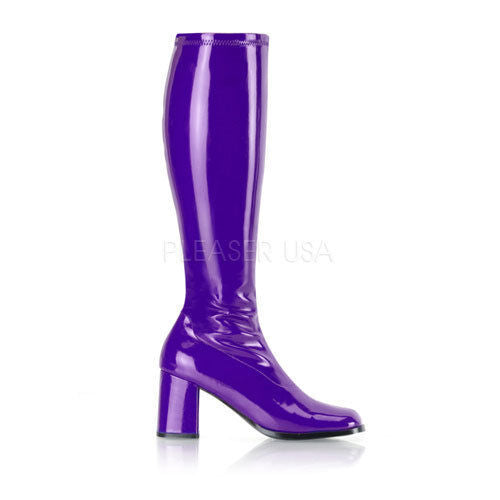 Knee boots low block heel patent or matt Pleaser retro Gogo 300