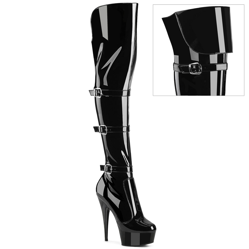 Platform high heel stiletto buckle over the knee boots pleaser delight 3018