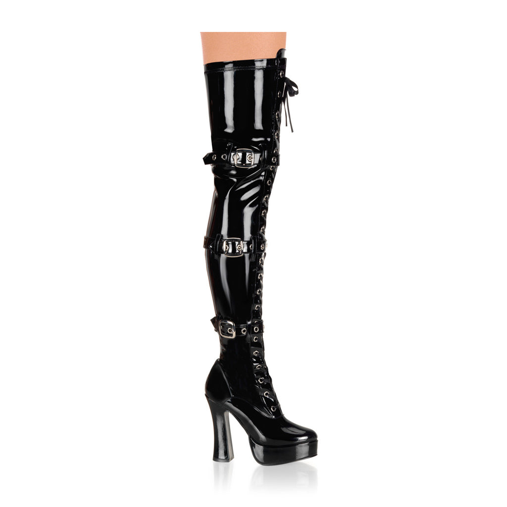 High heel 5" stiletto platform thigh boots buckle fetish pleaser electra 3028