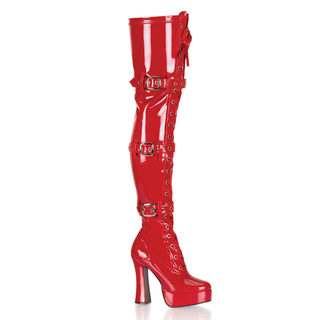 High heel 5" stiletto platform thigh boots buckle fetish pleaser electra 3028