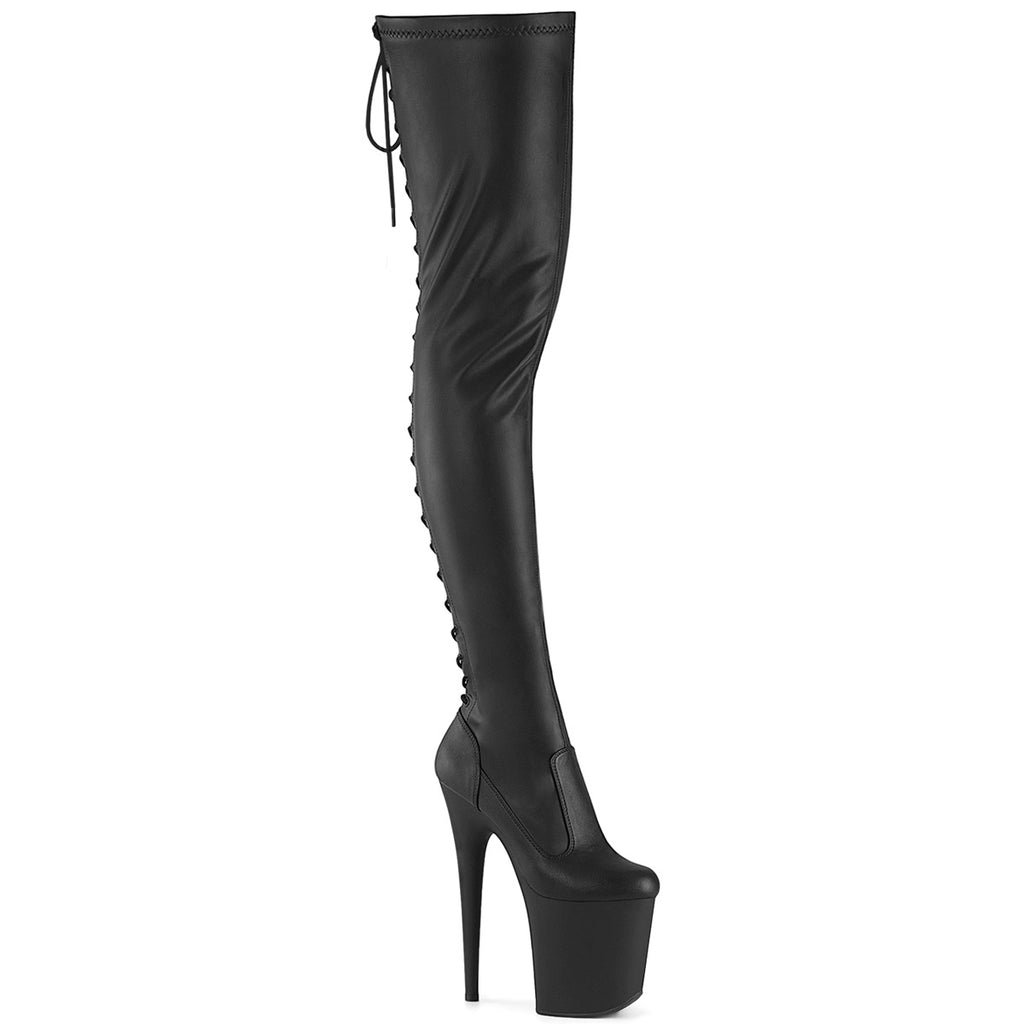 High heel stiletto platform 8" thigh boots lace up pleaser flamingo 3850