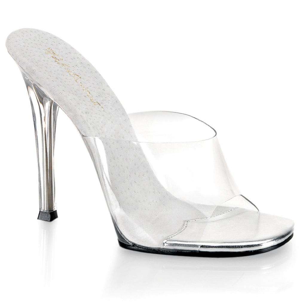 High heel stiletto slip on shoes mules clear pleaser gala 01