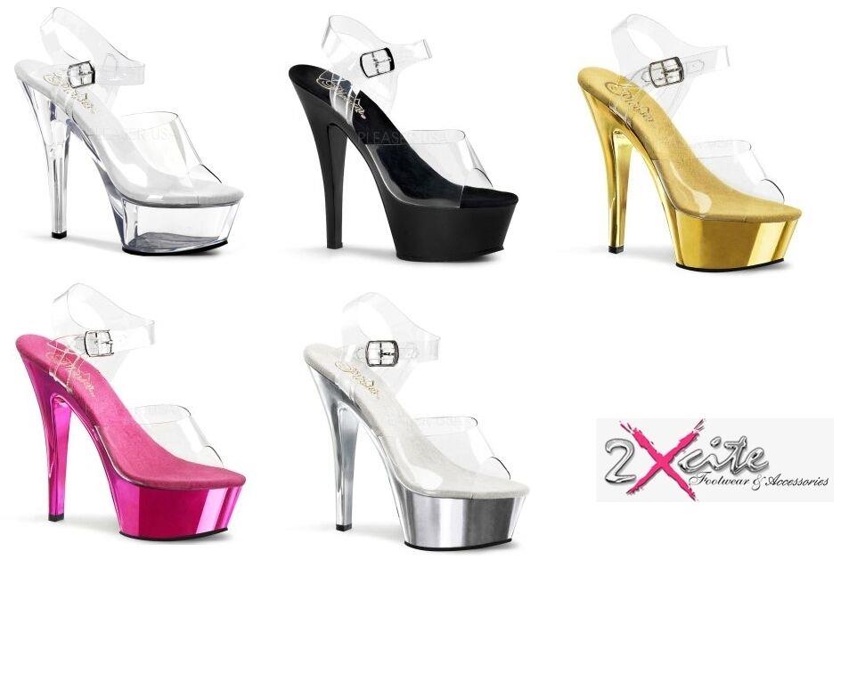 High heel platform sandals clear strap shoes dancer Pleaser Kiss 208