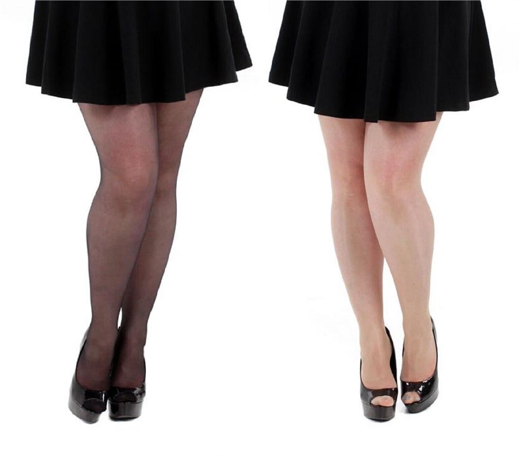 Crotchless open crotch curvy tights Pamela Mann entice 20 denier sheer plus size