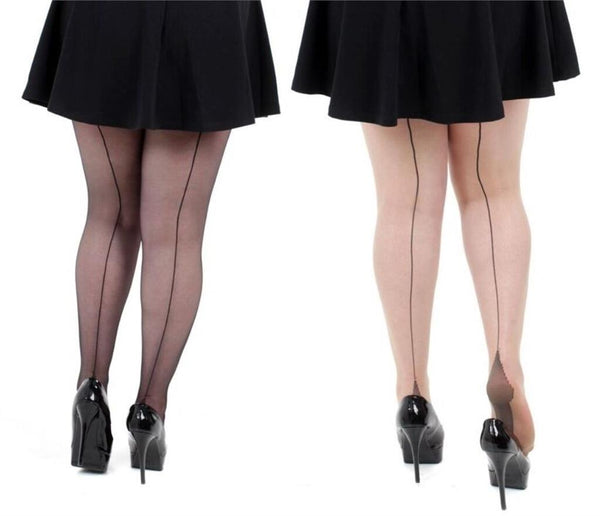 Seamed jive tights plus size xl xxl xxxl cuban heel Pamela Mann burlesque retro