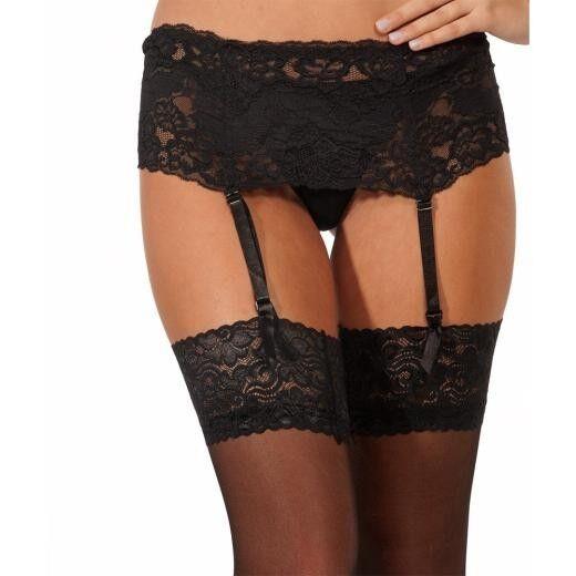 Wide lace suspender belt for stockings Silky lingerie deep 6" 3 colours 5 sizes