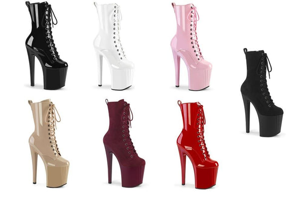 Stiletto high heel 8 inch lace up platform ankle boots Pleaser Enchant 1040