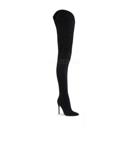 Pleaser Courtly 4017 crotch boots 5" stiletto heel pointed toe faux suede