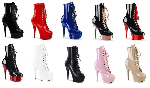 High heel stiletto platform 6" lace up ankle boots Pleaser Delight 1020