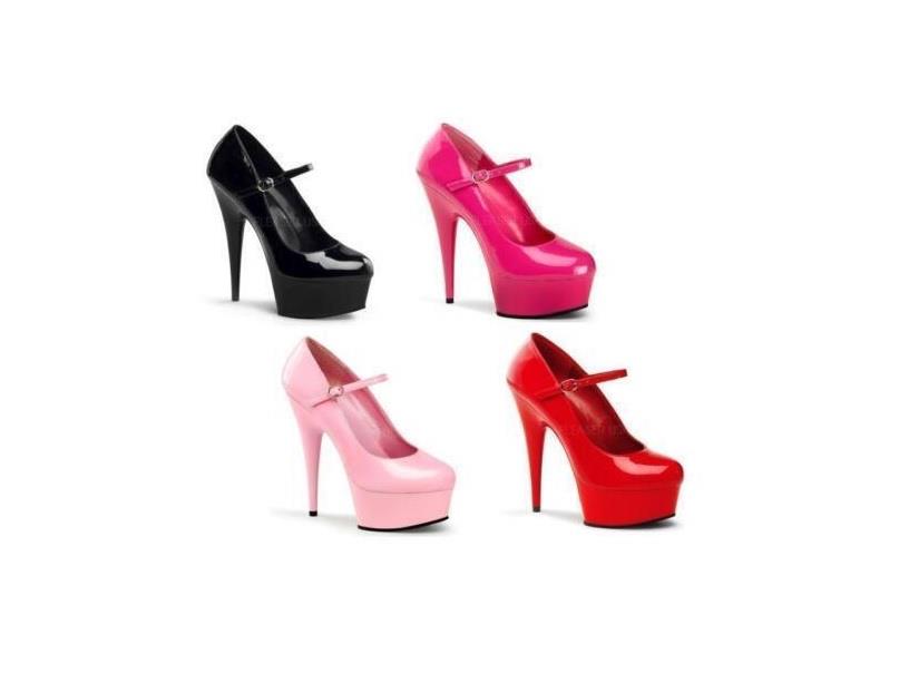 Stiletto high heel platform 6" mary jane strap shoes Pleaser Delight 687